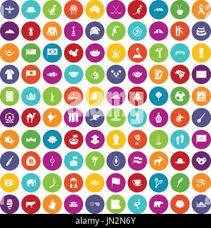 100 bornes icons set color Illustration de Vecteur