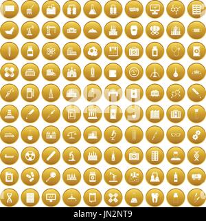 L'industrie chimique 100 icons set gold Illustration de Vecteur