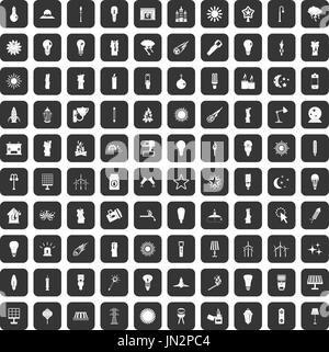 100 light source icons set black Illustration de Vecteur