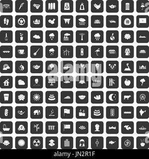 Lotus 100 icons set black Illustration de Vecteur