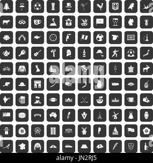 100 site icons set black Illustration de Vecteur