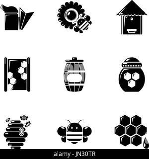 Outils de l'apiculture, le style simple icons set Illustration de Vecteur