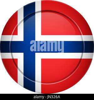La conception du pavillon. Pavillon norvégien sur le bouton rond. Modèle isolé pour vos dessins. Vector illustration. Illustration de Vecteur