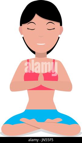 Vector illustration d'un cartoon girl doing yoga Illustration de Vecteur