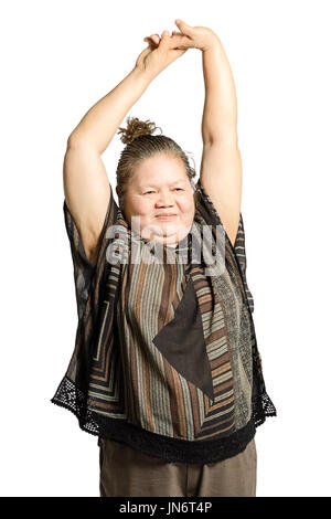 Portrait of a young woman exercising. Isolé sur fond blanc avec clipping path Banque D'Images