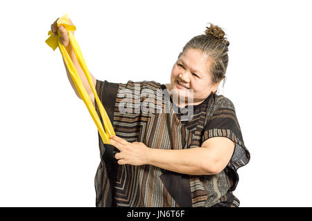 Portrait of a young woman exercising. Isolé sur fond blanc avec clipping path Banque D'Images