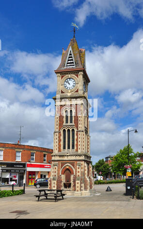 Tour de l'horloge du jubilé de la reine Victoria, High Street, Newmarket, Suffolk, Angleterre, RU Banque D'Images