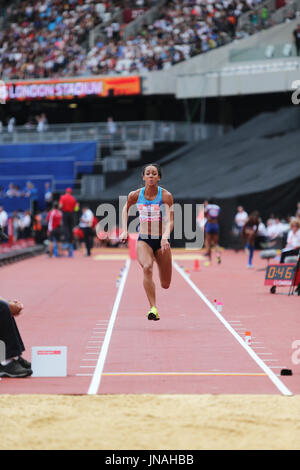 Katarina JOHNSON-THOMPSON en compétition dans le saut en longueur à l'IAAF Diamond League 2017 anniversaire des Jeux, le Parc Olympique, Londres, Royaume-Uni. Banque D'Images