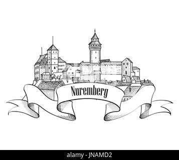 Nurnberg. symbole de la ville. L'ancien nuremberg. billet allemagne label. Banque D'Images