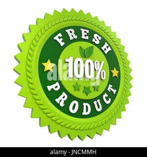 100 % produit frais isolé Label Badge Banque D'Images