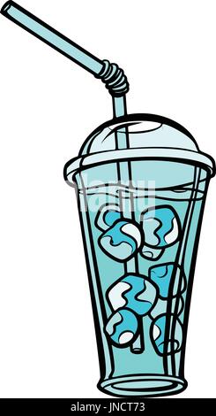 Verre avec de la glace. Cartoon comics retro pop art dessin illustration couleur Illustration de Vecteur