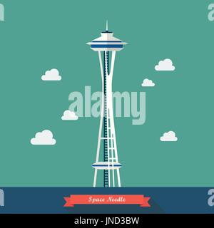 Space Needle. Tour d'observation à Seattle. Vector illustration Illustration de Vecteur