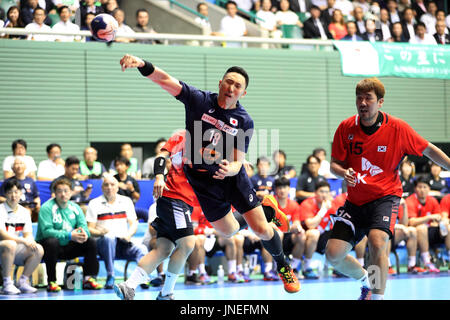 Tokyo, Japon. 29 juillet, 2017. Kohei Narita (JPN):Handball Handball hommes match amical entre le Japon28 -28 Corée du Sud au parc Olympique Komazawa Gymnasium à Tokyo, au Japon . Tsukida Crédit : Jun/AFLO SPORT/Alamy Live News Banque D'Images