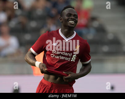 Berlin, Allemagne. 29 juillet, 2017. Le centre de Liverpool, Sadio Mane, photographié à l'international club de football match amical entre le Hertha Berlin et le FC Liverpool au Stade Olympique de Berlin, Allemagne, 29 juillet 2017. Photo : Soeren Stache/dpa/Alamy Live News Banque D'Images