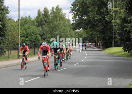 De gauche à droite : André Greipel (Lotto-Saudal), Matthias Brändle (Trek-Segafredo), Pascal Ackermann (Bora-Hansgrohe) et Manuel Quinziato (BMC Racing). RideLondon-Surrey Classic. Hurst Road, East Molesey, Surrey, UK. 30 juillet 2017. UCI World Tour, classées, d'une journée de course sur route de 140 km avec départ et arrivée dans le centre de Londres. L'itinéraire est basé sur le cours utilisé pour les Jeux Olympiques de 2012 et prend les coureurs de Londres dans les collines du Surrey. Crédit : Ian bouteille/Alamy Live News Banque D'Images