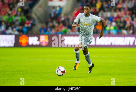 Oslo, Norvège. 30 juillet, 2017. Norvège, Oslo - 30 juillet 2017. Marcus Rashford du Manchester United Football club vu pendant le match amical entre Manchester United et Vålerenga à Ullevaal Stadion. Gonzales : Crédit Photo/Alamy Live News Banque D'Images