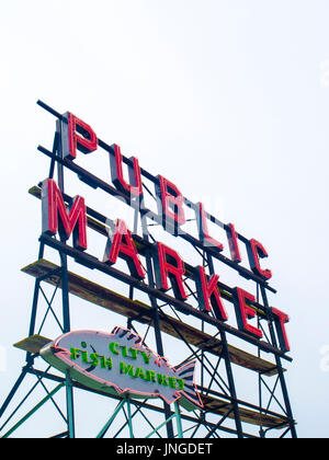 Inscrivez-vous au Marché de Pike Place à Seattle Banque D'Images