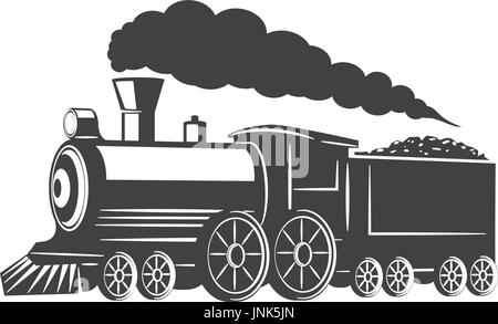 Vintage train isolé sur fond blanc. L'élément de conception de logo, étiquette, emblème, signe. Vector illustration Illustration de Vecteur