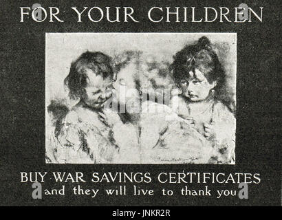 Acheter des certificats d'épargne de guerre annonce, WW1 Banque D'Images