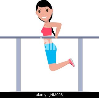 Vector cartoon girl sur la gymnastique barres parallèles Illustration de Vecteur