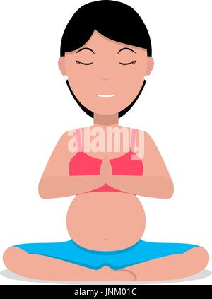 Vector cartoon fille enceinte faisant du yoga Illustration de Vecteur
