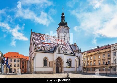 L'église de Saint Marc est l'église paroissiale de la ville haute (Gornji Grad) de Zagreb, Croatie, Europe Banque D'Images