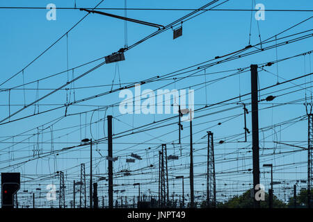 Site Web des frais généraux d'électricité ferroviaire câbles Banque D'Images