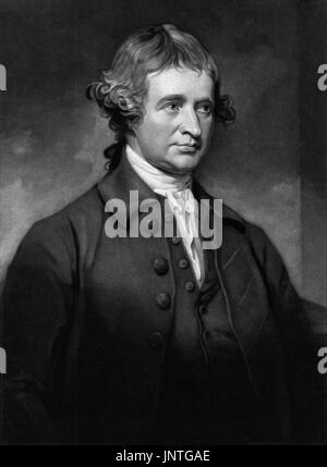 Edmund Burke (1729-1797), le philosophe et homme d'état anglo-irlandais, gravure gravure de John Jones à partir d'un portrait par George Romney Banque D'Images