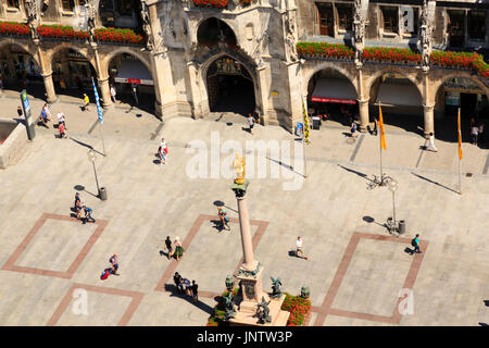 Au-dessus de la place Marienplatz. Munich, Bavière, Allemagne Banque D'Images