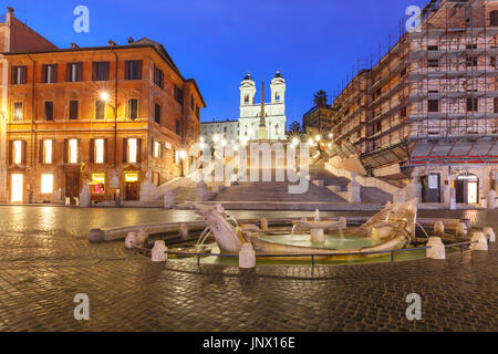 D'Espagne la nuit, Rome, Italie. Banque D'Images