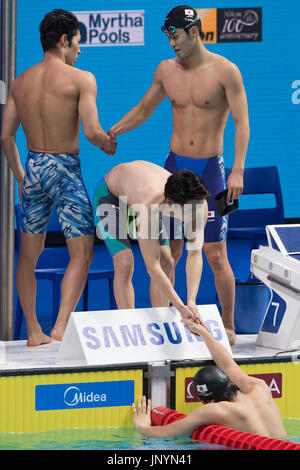 Budapest, Hongrie. 28 juillet, 2017. Groupe de l'équipe du Japon (JPN) Natation : 17e Championnats du monde FINA 2017 Budapest Men's 4x200m relais nage libre finale à l'Arène Duna à Budapest, Hongrie . Credit : Enrico Calderoni/AFLO SPORT/Alamy Live News Banque D'Images