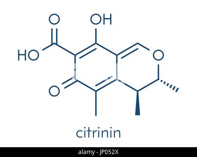 Mycotoxine citrinine molécule. Formule topologique. Illustration de Vecteur