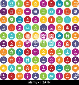 100 personnes icons set color Illustration de Vecteur