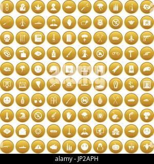 L'oppression 100 icons set gold Illustration de Vecteur