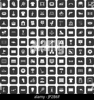 Aire 100 icons set black Illustration de Vecteur
