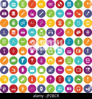 100 icônes couleur portable Illustration de Vecteur