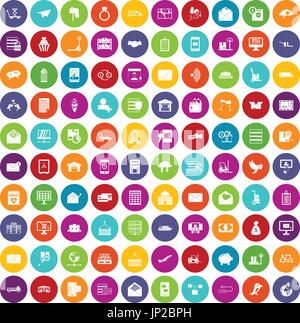 100 service postal icons set color Illustration de Vecteur