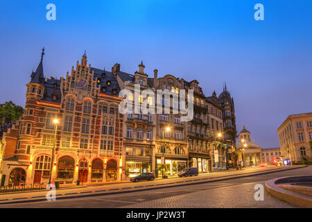 Nuit à l'horizon de la ville de Bruxelles Rue Coudenberg, Bruxelles, Belgique Banque D'Images