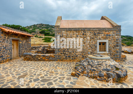 Basilique chrétienne Poros sur Kalydon Elounda Peninsula, Crète, Grèce Banque D'Images