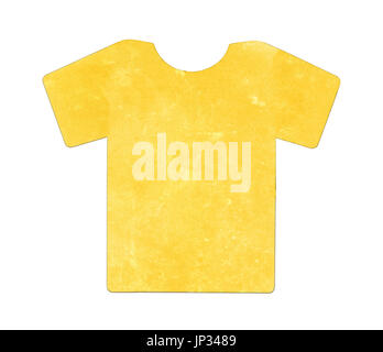 T-shirt simple, flithy et look vintage, isolé sur blanc - Jaune Banque D'Images