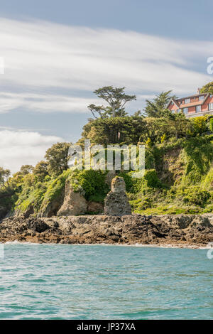 Les ruines de château de Salcombe / Fort Charles - Salcombe, Devon, UK. Banque D'Images