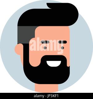 L'icône de Hipster. Télévision vecteur illustration. Homme barbu souriant. Illustration de Vecteur