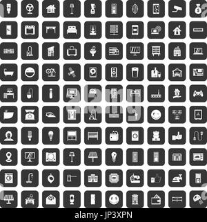 100 smart house icons set black Illustration de Vecteur