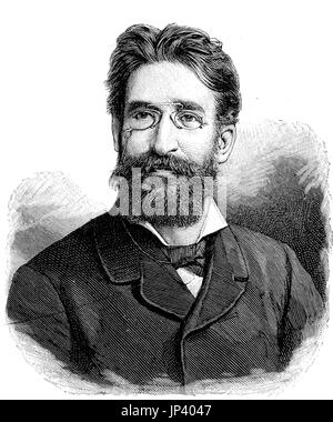 Fritz Mauthner, 22 novembre 1849 - 29 juin 1923, était un romancier austro-hongrois, critique de théâtre et satirique, la Bohême, l'Allemagne, l'amélioration numérique reproduction d'une gravure sur bois à partir de la publication de l'année 1888 Banque D'Images