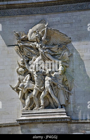 Sculpture délicatement sculptés sur l'arc de triomphe,paris,France Banque D'Images