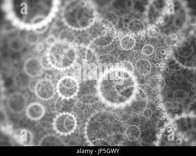 Virus abstrait noir et blanc texture, fractales générées de l'ordinateur, rendu 3D Banque D'Images