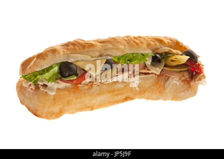 Sous délicieux sandwich hoagie avec viande et légumes Banque D'Images