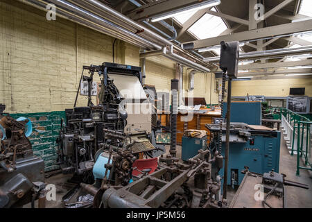 Certains équipements d'impression ancienne impressionnant sur l'affichage au Musée industriel à Bradford, West Yorkshire Banque D'Images