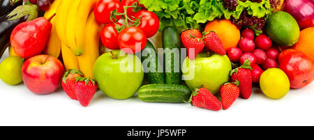 Les fruits et légumes frais collection isolated on white Banque D'Images