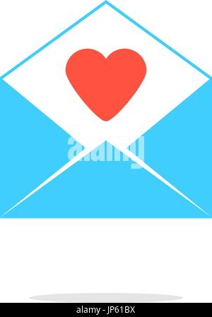Lettre ouverte avec coeur rouge bleu Illustration de Vecteur